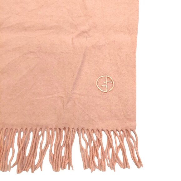 GIORGIO ARMANI Luxury Designer Vintage Logo Embroidered Light Pink Scarf - Picture 5 of 16